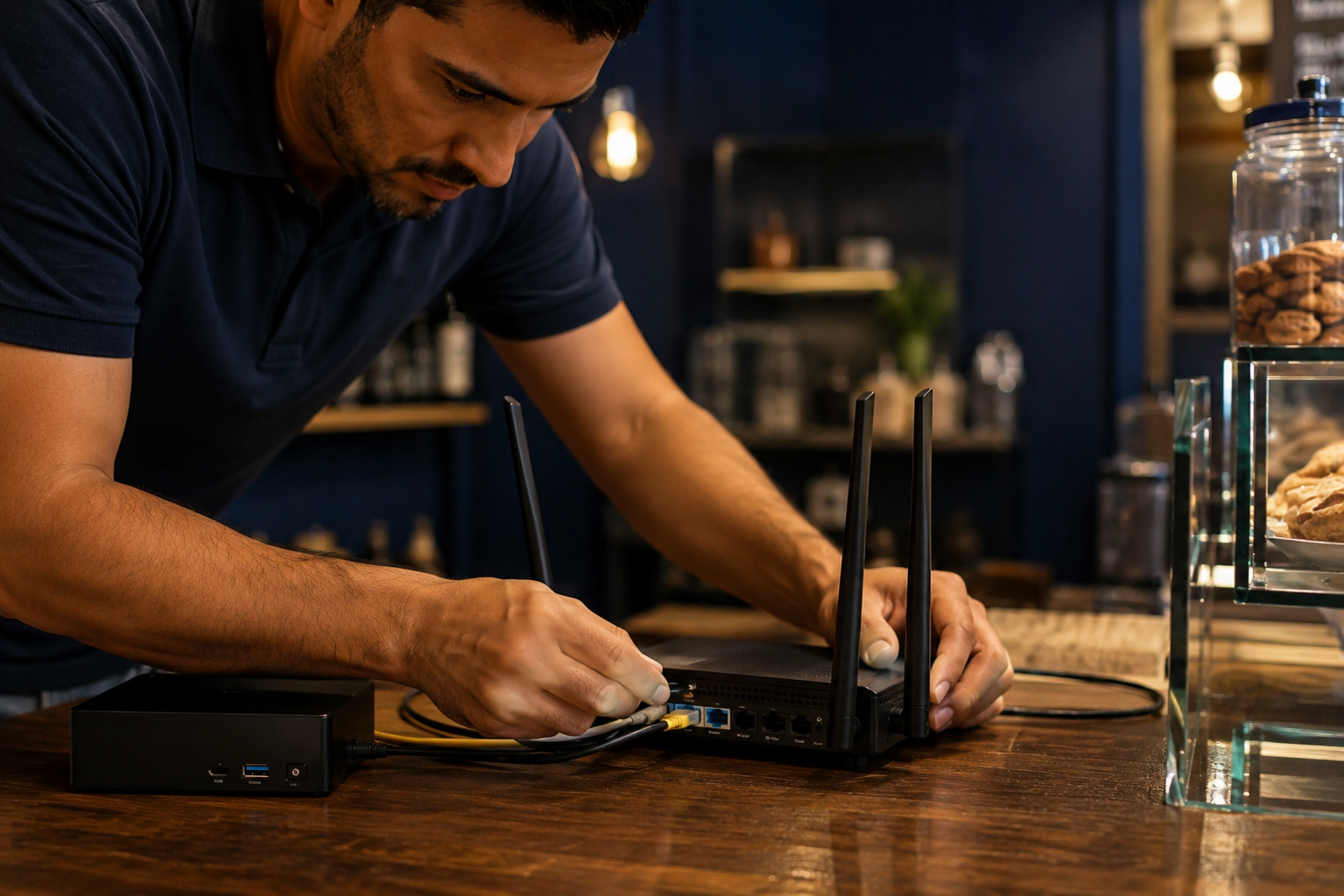 Instalación de equipo y hardware en un negocio